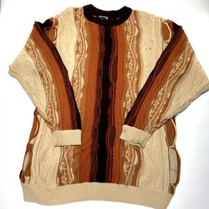 Vintage Raw Blue Round Neck 100% Acrylic Sweater Size XL ( Coogi Style‎ )